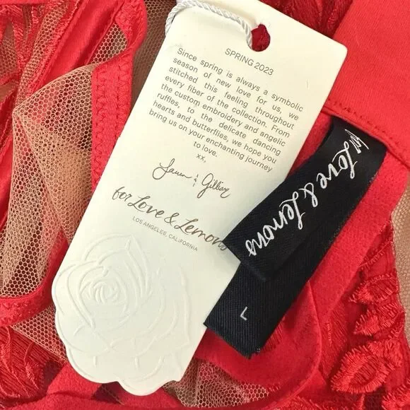 For Love & Lemons Romantic Roses Bra - Size Large (38A, 36B/C, 34DD, 38D) - Picture 10 of 13